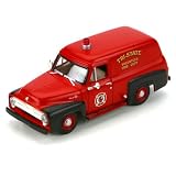 HO RTR 1955 F-100 Panel Truck, Fire/Red&Black