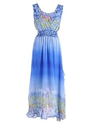 Elasticized   Waistline Wrap  General Print Sleeveless Maxi Dress  With Ruffles
