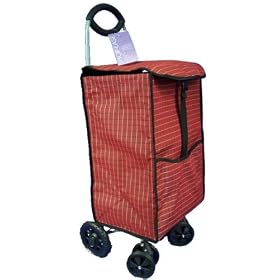 Shop-Ease 4 wheeled shopping trolley.- red