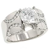 Channel/Bezel Diamond Engagement Ring .43cttw (CZ ctr)