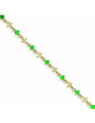 Genuine 14K Yellow Gold Diamond And Emerald Bracelet 4 Grams Of Gold 100% Satisfaction Guaranteed.