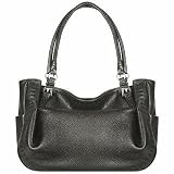 Fontanelli Black Stitched Soft Leather Tote