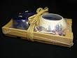 Ceramic Candle Set - Candle Holder with 2 Candles - Bluebonnets