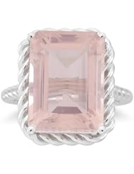 11.25 Cts Rose Quartz Solitaire Ring in 14K White Gold