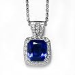 18K White Gold Tanzanite and Diamond Pendant