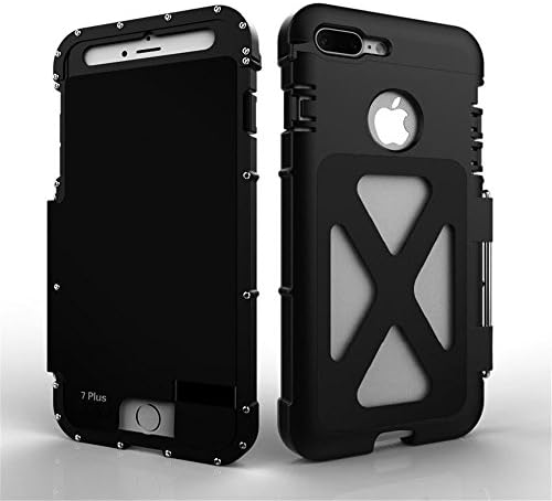 iPhone 7 Plus Case, Lteng Heavy Duty Iron Man Full Body Armor Hybrid Defender Flip Metal Protective Cover Case for iPhone 7 Plus (king black)