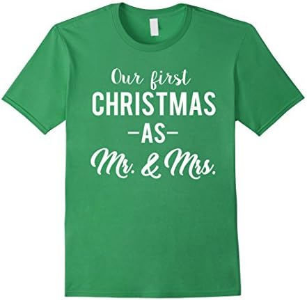 Men's Our First Christmas As Mr &amp; Mrs Married Couple T-Shirt XL Grass