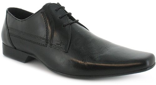 New Mens/Gents Black Tape Leather Lace Up Formal Shoes. - Black - UK 10