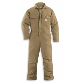 Carhartt Mens Unlined Flame Resistant Twill Coveralls 48T Khaki - FRX010