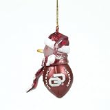 Oklahoma Sooners NCAA Striped Acrylic Football Snowman Ornament (2.75)