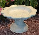 Cast Stone 15" FLOWER BIRD BATH Seed FEEDER Modern Sculpture