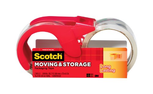 Scotch Long Lasting Moving and Storage Packaging Tape, 1.88 Inches x 38.2 yard, 2 rolls and 1 dispenser (3650S-2-1RD)
