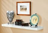 Rectangular Wood Shelf w Hidden Brackets & White Finish