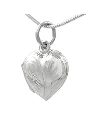 Sterling Silver Etched Heart Locket Necklace