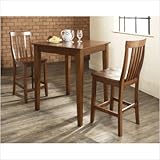 3-Piece Pub Dining Set with Tapered Leg and School House Stools in Classic  ....