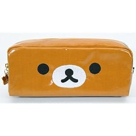 brown pencil case with bear face San-X from Japan