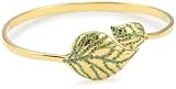 41UNlRwt9GL. SL160  MELINDA MARIA Leaf Collection Emerald Diamond Gold Baby Leaf Cuff