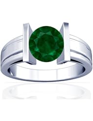 14K White Gold Round Cut Emerald Solitaire Ring