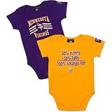 NFL Infant/Toddler Boys' Minnesota Vikings Two Pack Short Sleeve Bodysuit (Team Color, 0-3M)