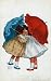 Postcard of Two Little Girls Kissing under Umbrellas - 24
