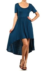 Scoop Neck High-Low-Hem Polyester/Rayon  Dress