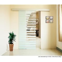 Glasschiebet�r Glast�r Schiebet�r 90x205 - Sicherheitsglas, teilsatiniert aus ESG