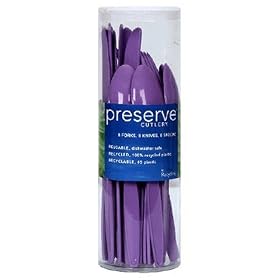 Preserve Cutlery Made with Recycled Plastics, Lilac Purple, 24-Pack (8 Forks, 8 Knives and 8 Spoons)