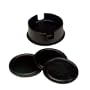 Royce Leather 6 Leather Coasters in Leather Holder-Black