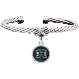 Hawaii Warriors Ladies Antiqued Silver Twisted Cable Bracelet