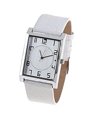 Orient Idea Ori-0249E Rectangle Case Unisex Quartz Wristwatch Analog Timepiece with Leatherette Band - White