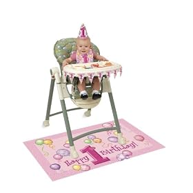1ST Birthday Girls High Chair Decorating kit (Pink)