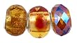Pandora Style Three (3) Piece Charm Bead Set (Z230) - Murano Style Glass and Faceted Glass (Fits Troll too) ~ Topaz Gold and Iridescent