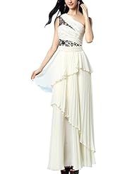 A-line Silk One Shoulder Sleeveless Cocktail Tiered  Beaded Lace Homecoming Dress/Prom Dress/Wedding Party Dress  With Ruffles