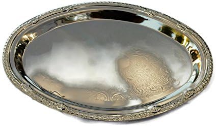 Oval Nickel Plated Metal Serving Tray