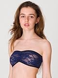 American Apparel Stretch Floral Lace Ruched Front Tube Bra
