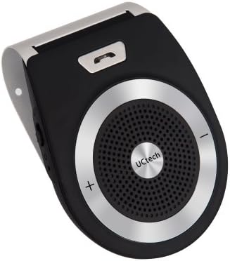 UCtech Portable Wireless Bluetooth Hands-Free Car Speakerphone Kit with DSP Noise Cancellation and Rechargeable Battery for All Apple iPad/iPhone and Most Cellphones Like Android, Samsung Galaxy S5/ S4/ S3 (Black)