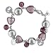 Maroon Heart And Silver Tone Sphere Murano Glass Bracelets