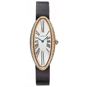Cartier WB514331 Baignoire Allongee Silver Dial Satin Manual Women's Watch