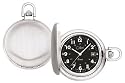 Colibri Pocket Watch Satin Silvertone Black Military Dial with Chain PWS095941W