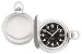 Colibri Pocket Watch Satin Silvertone Black Military Dial with Chain PWS095941W