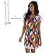 Tenworld Women Round Neck Short Sleeve Mini Dress Printing Party Cocktail (XL = US 10)