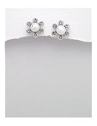 Flower Fresh Water Pearls Earrings In 92.5 Sterling Silver