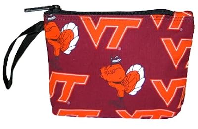 Virginia Tech Makeup Pouch-Travel Clutch - Coin Purse Wristlet Hokies Make up Cosmetic Beauty Bag Best Unique Small Gifts for Women Woman Ladies Girls or College Students