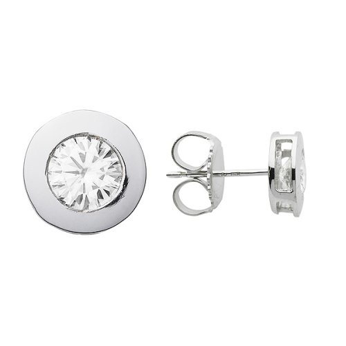 14K Gold Moissanite Bezel Set Earrings