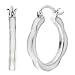 Sterling Silver White Enamel Wave Hoop Earrings