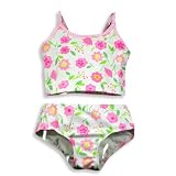 Girlfriends by Anita G. - Toddler Girls 2 Piece Tankini Swimsuit, White, Pink, Green
