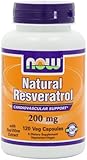 NOW Foods Natural Resveratrol, Mega Potency, 200mg, 120 Vcaps