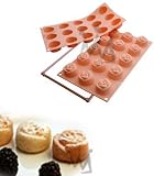 Silicone Bakeware, Small Rose, 15 per sheet, 1 1/2 Dia. x 1 Deep