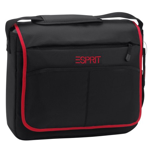 ESPRIT Messenger/Laptop Tasche SuperLight, black-red, 41x35x7, 11533 Preisvergleich