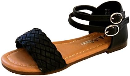 Girl's Cute Double Ankle Strap Spring/Summer Sandals (13, Black)